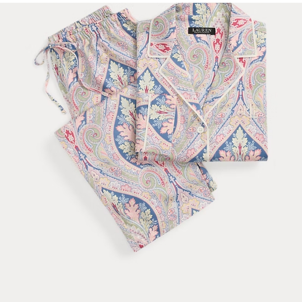 Lauren Ralph Lauren Pastel Paisley Pajama Set - Pink/Blue